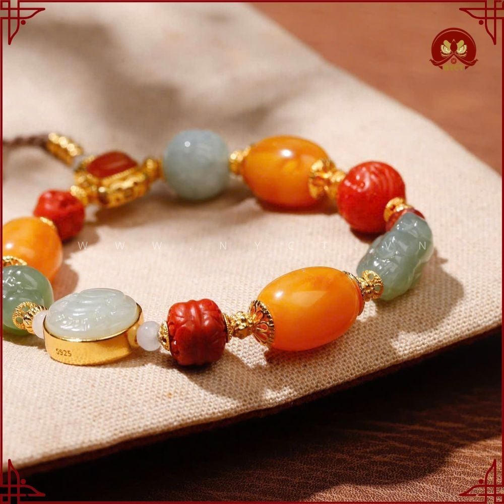 Vòng tay sáp ong Hetian ngọc bích Pixiu - Trang Sức Nữ Lễ Hội - Ảnh 2