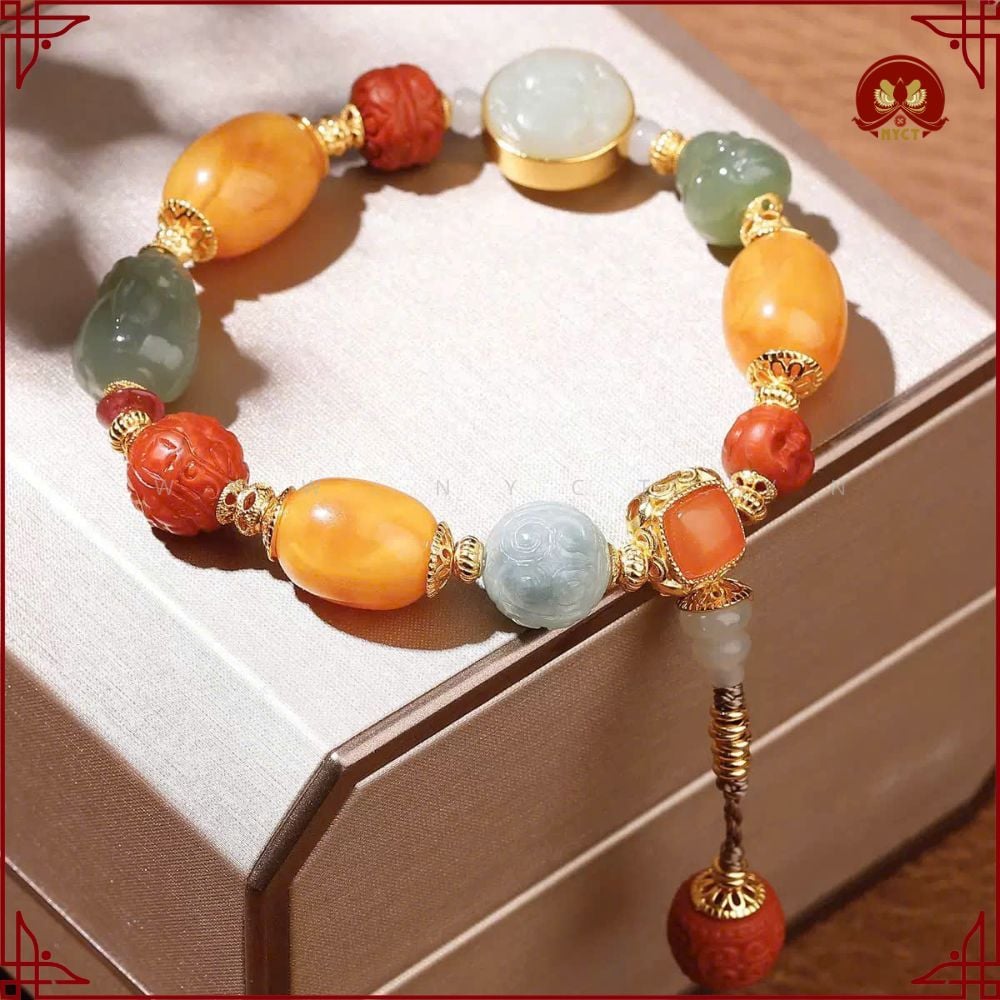 Vòng tay sáp ong Hetian ngọc bích Pixiu - Trang Sức Nữ Lễ Hội - Ảnh 3