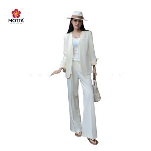 Set Vest Nữ Nâu Kem & Quần Ống Suông Thanh Lịch Dành Cho Nữ Công Sở, Sự Kiện