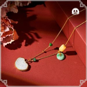 Vòng Cổ Mặt Dây Chuyền Ngọc Trắng Tự Nhiên Hetian - BST Trang Sức Nữ Lễ Hội